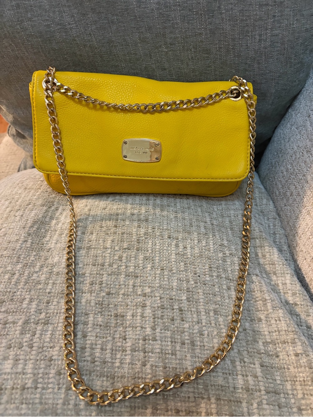 Michael Kors Bright Yellow Leather Chain Crossbody Bag